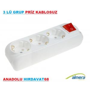 DEPA 3 LÜ GRUP PRİZ DÜĞMELİ KABLOSUZ TSE Lİ 1 KALİTE ÜRÜN