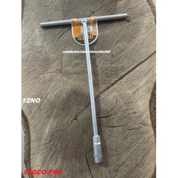 İNGCO PRO T TİPİ 12 LOKMA ANAHTARI 12N0 UZUN LOKMA DERİN SOMUN SIKMA ANAHTAR 30CM