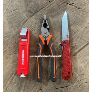 TGT FİT PENSE SETİ COBALT ÇELİK PENSE İZELTAŞ KABLO SIYIRICI BORDO ÇAKI 3LÜ SET