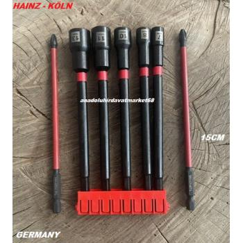 KÖLN 15CM BİTS UÇ PH2-PZ2 UZUN SOMUN SIKMA UCU MANYETİK LOKMA UCU 7MM 13MM 7PCS