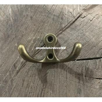 DMR ANTİK SARI İKİLİ MİNİ ASKI KALIN ÇİFTLİ BARDAK ASKI VESTİYER TAKI ASKISI 55*30MM 6LI