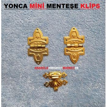 YONCA DEKORATİF MİNİ MENTEŞE VE TAVLA KLİPSİ SARI RENK 4 TAKIM