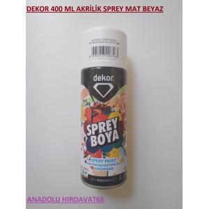 DEKOR 400 ML AKRİLİK SPREY BOYA MAT BEYAZ RENK YÜKSEK KALİTE