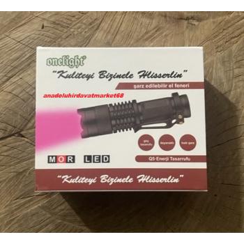 ONELİGHT Q5 GÜÇLÜ MOR IŞIK LED UV IŞIK MOR IŞIKLI ŞARJLI EL FENERİ 4,2V 398NM