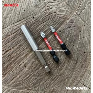 MAKİTA MIKNATISLI BİTS UZATMA BİTS TUTUCU 75MM MİLWAUKEE PH2 UÇ PZ2 UÇ 3LÜ