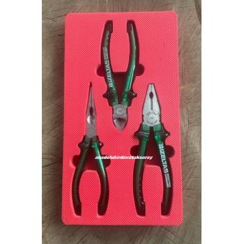 İZELTAŞ PRO 190MM PENSE SETİ CARBON ÇELİK KARGABURUN YANKESKİ NOSTALJİ SERİ 3PCS