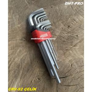 DHT PRO CRV ÇELİK UZUN ALYAN TAKIMI UZUN ALLEN ANAHTAR SETİ 9PCS 18CM