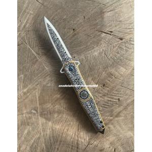 ALASKA CARBON ÇELİK ÖZEL CEP ÇAKISI KAMP ÇAKISI ÖZEL İŞLEMELİ CEP BIÇAK 22CM