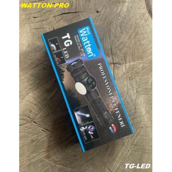 WATTON PRO PİLLİ EL FENERİ ŞARJLI EL PROJEKTÖR UZUN MENZİLLİ KAMP FENERİ TG LED MNY