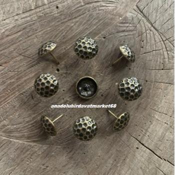 DMR KABARA RAPTİYE KAPI KOLTUK ÇİVİSİ ANTİK SARI PETEK ÇAPI 18MM 100ADET