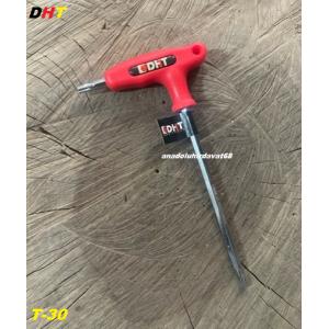 DHT S2 ÇELİK T30 MM DELİKLİ TORK ALYAN ANAHTAR UZUN TORK ANAHTAR SAPLI T30