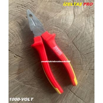 İZELTAŞ PRO 190MM KOMBİNE PENSE CARBON ÇELİK İZOLELİ ELEKTRİKÇİ PENSESİ 1000V