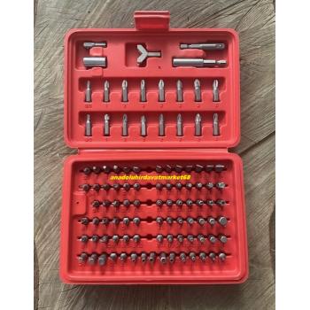 DMR PRO 100 PARÇA BİTS UÇ SETİ TORK ÜÇGEN ALYAN YILDIZ DÜZ U KARE MATKAP UÇ SETİ