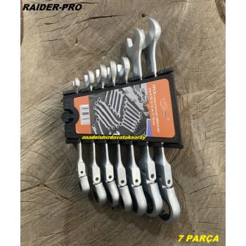 RAIDER MAFSALLI KOMBİNE ANAHTAR OYNAR BAŞLI CIRCIRLI KOMBİNE ANAHTAR SETİ 8-19MM