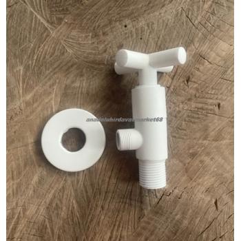 YMS LÜX PİRİNÇ MAT BEYAZ AÇ KAPA TAHARET MUSLUĞU BEYAZ RENK KLOZET VANASI