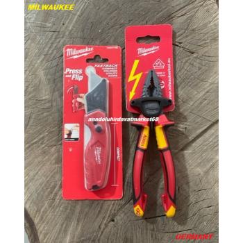 MİLWAUKEE PRO SET 160MM PENSE COBALT ÇELİK 1000V KATLANIR MAKET BIÇAGI 2Lİ