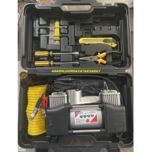 ECOLE 12 VOLT KOMPRESÖR MİNİ ARAÇ KOMPRESÖRÜ GÜÇLÜ ÇİFT PİSTON KOMPRESÖR 12PCS