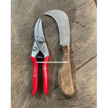 APALI MAKAS PRO SET BUDAMA MAKASI KARBON ÇELİK AŞI BIÇAĞI CEP ÇAKISI 26CM 2Lİ SET