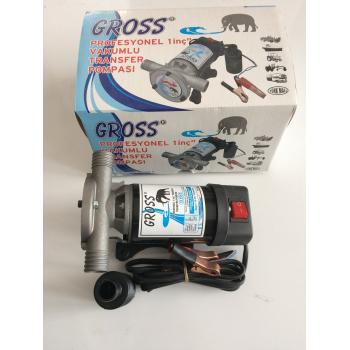 GROSS 12 VOLT YAĞ MAZOT SIVI AKTARMA POMPASI 1 İNÇ YERLİ 32 MM