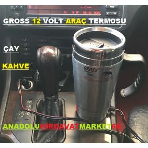 GROSS 12 VOLT ARAÇ TERMOSU KETIL SU ISITICI TERMOS 500ML KROM