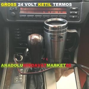 GROSS 24 VOLT ARAÇ TERMOSU ÇAY KAHVE KETIL TERMOSU KROM