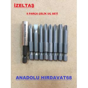 İZELTAŞ 9 PARÇA ÇELİK BİTS UZATMA YILDIZ UÇ SETİ 50 MM