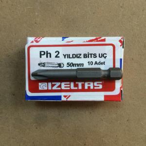 İZELTAŞ PH2 YILDIZ BİTS SIKMA UÇ 50 MM SAC VİDASI İÇİN 10 ADET