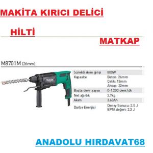 MAKİTA KIRICI DELİCİ DARBELİ HİLTİ MATKAP 800 WATT M8701M PRO