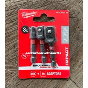 MİLWAUKE COBALT BİTS LOKMA ADAPTÖRÜ BİTS LOKMA GEÇİŞ ADAPTÖRÜ 3 PCS
