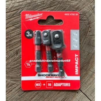 MİLWAUKE COBALT BİTS LOKMA ADAPTÖRÜ BİTS LOKMA GEÇİŞ ADAPTÖRÜ 3 PCS