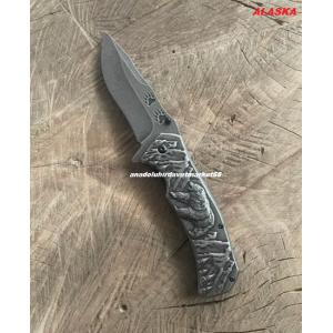 ALASKA CARBON ÇELİK ÖZEL CEP ÇAKISI KAMP ÇAKISI ÇELİK GÖVDE KLİPSLİ ÇAKI 22CM BS13