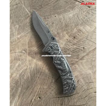 ALASKA CARBON ÇELİK ÖZEL CEP ÇAKISI KAMP ÇAKISI ÇELİK GÖVDE KLİPSLİ ÇAKI 22CM BS13