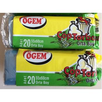 ÖGEM ORTA BOY ÇÖP POŞETİ MAVİ RENK 55*60 20Lİ ÇÖP TORBASI 4 ADET