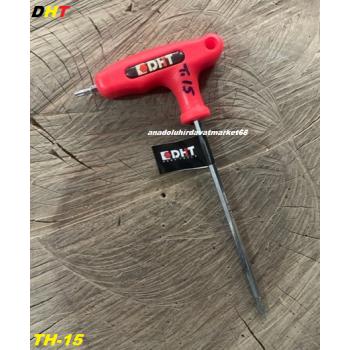 DHT S2 ÇELİK T15 MM DELİKLİ TORK ALYAN ANAHTAR UZUN TORK ANAHTAR SAPLI T15