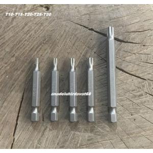 GFB-BYT CRV ÇELİK 50MM TORK UÇ SETİ BİTS UÇ SETİ T10 T15 T20 T25 T30 MIKNATISLI 5PCS
