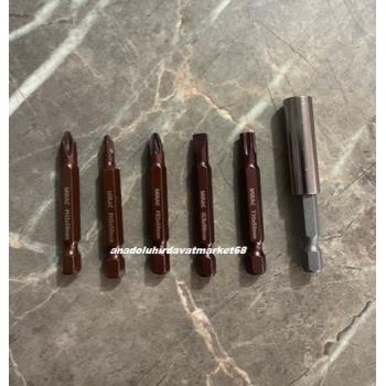 MRC 50MM BİTS UÇ SETİ YILDIZ DÜZ TORK UZATMA T30 PH2-PZ2 UÇ 6PARÇA