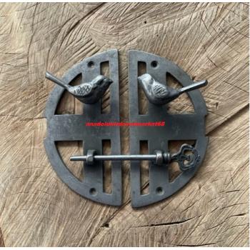 DMR PİRİNÇ ANTİK DEKORATİF KİLİT KUŞLU AHŞAP KAPI KİLİDİ OKSİT SİYAH 15CM