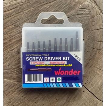 WONDER İMPACT PRO TORK8 MIKNATISLI TORK UÇ SETİ TORK UÇ TAKIMI T8MM 10PCS