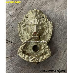 DMR KRAL ASLAN TAKTAK PARLAK ANTİK SARI PİRİNÇ ÇELİK KAPI TAKTAK AHŞAP KAPI TOKMAGI 16CM