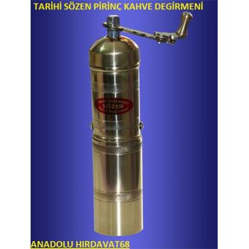 TARİHİ SÖZEN PİRİNÇ KAHVE ÖĞÜTÜCÜ EL DEGİRMENİ BÜYÜK BOY 600 GR