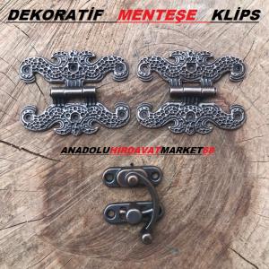 DEKORATİF TAVLA MENTEŞE KLİPS KUTU MENTEŞE VE KLİPS OKSİT RENK