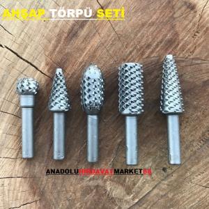 ROTARY AHŞAP TÖRPÜ SETİ AĞAÇ TÖRPÜLEME 5 PARÇA