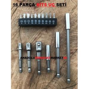 HORUSDY BİTS UÇ SETİ BİTS UZATMA LOKMA ADAPTÖR YILDIZ UÇ 16PCS