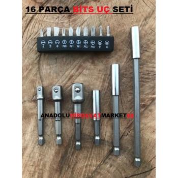 HORUSDY BİTS UÇ SETİ BİTS UZATMA LOKMA ADAPTÖR YILDIZ UÇ 16PCS