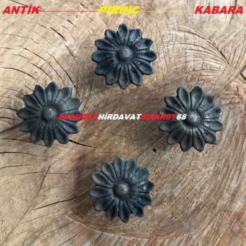 PİRİNÇ ANTİK ESKİTME KABARA RAPTİYE KOLTUK ÇİVİSİ 40MM 4 ADET