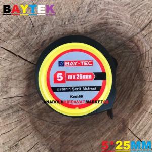 BAYTEC 5 METRE ÇELİK ŞERİT METRE 5METRE 25MM KAUÇUK KAPLI