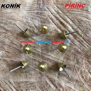 KONİK SİVRİ KABARA RAPTİYE KOLTUK ÇİVİSİ PİRİNÇ SARI 9MM 50 ADET