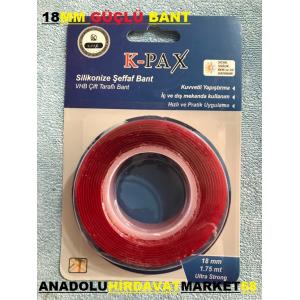 KPAX AKRİLİK ÇİFT TARAFLI GÜÇLÜ SİLİKONİZE BAND 18 mm 1,75 metre