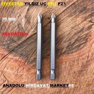 FİVESTAR YILDIZ UÇ BİTS UÇ 75 MM PH1 PZ1 MIKNATISLI VİDA SIKMA UÇ 2AD