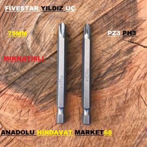 FİVESTAR YILDIZ UÇ BİTS UÇ 75 MM PH3 PZ3 MIKNATISLI VİDA SIKMA UÇ